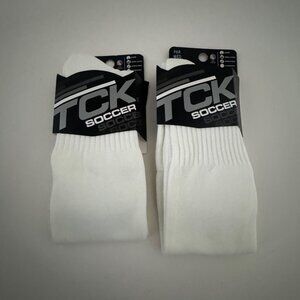 New TCK Soccer Socks White PS8 Size Medium M 2 pair